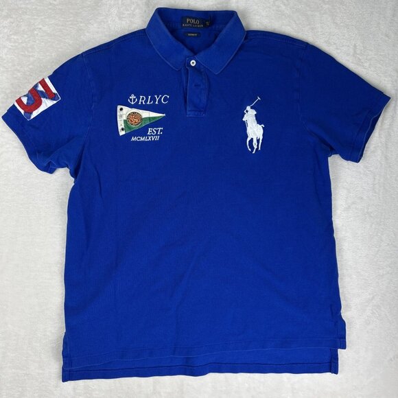Polo Ralph Lauren Men's Shirt Blue Size XL RLYC MCMLXVII Big Pony Custom Fit - Picture 1 of 10